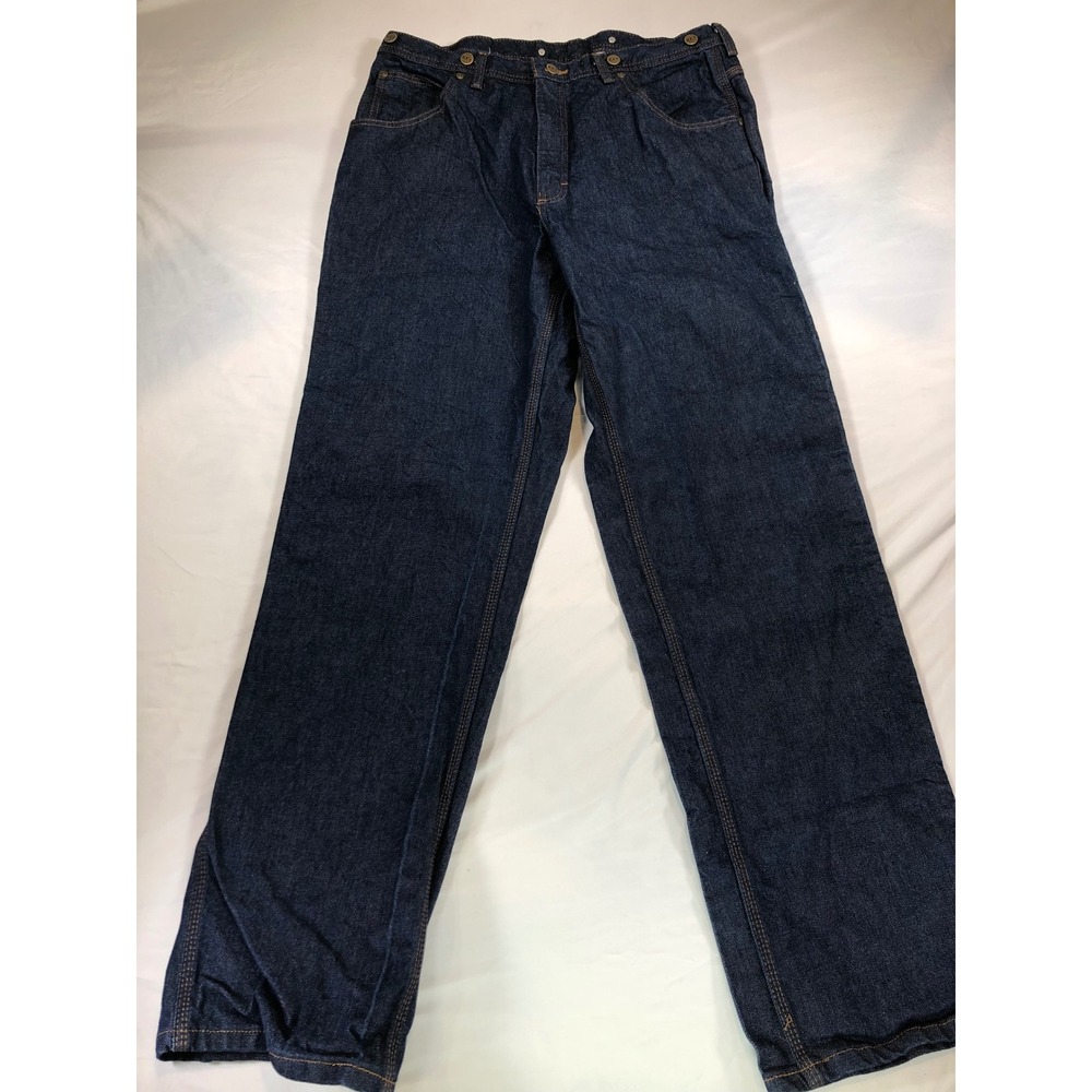 Vintage Key Industries Mens Relaxed Fit Work Jeans Indigo Denim‎ 38x34 Suspender